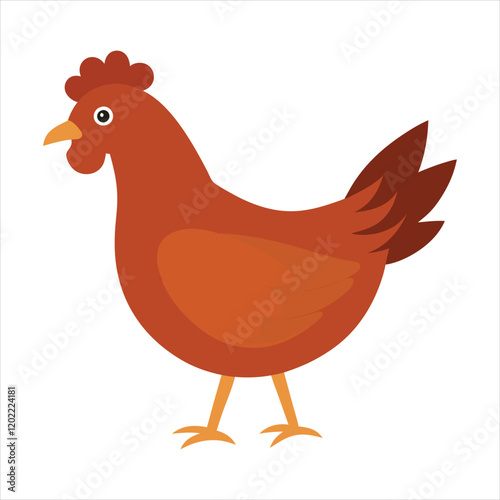Full body of brown chicken hen vector illustration