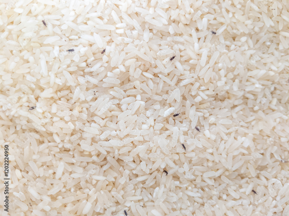 Infested Rice Grains A CloseUp Realistic Depiction Infested Rice Grains A CloseUp Realistic Depiction