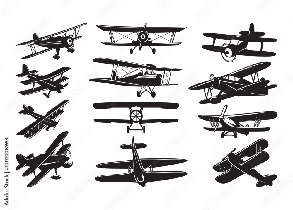Biplane vector, Biplane clipart, Biplane silhouette. Biplane vector, Biplane clipart, Biplane silhouette.
