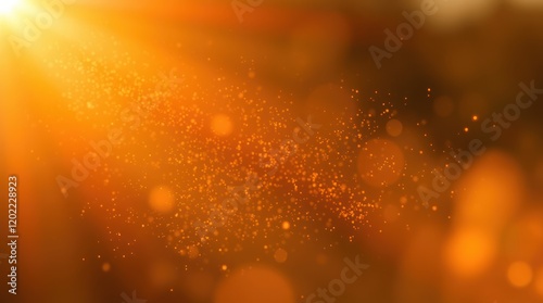 Golden water drops on glass with bright bubbly texture