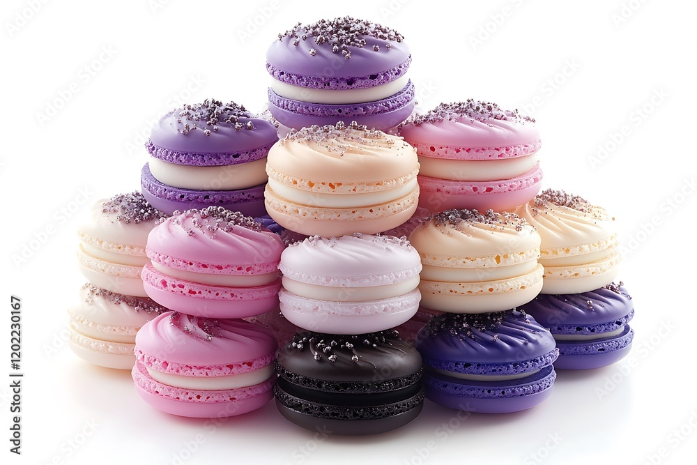 A pyramid of pastel macarons various colors and flavors A pyramid of pastel macarons various colors and flavors