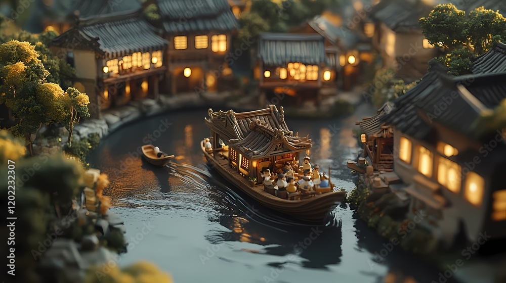 Obraz premium Miniature Japan: An Isometric Journey Through Tradition and Modernity