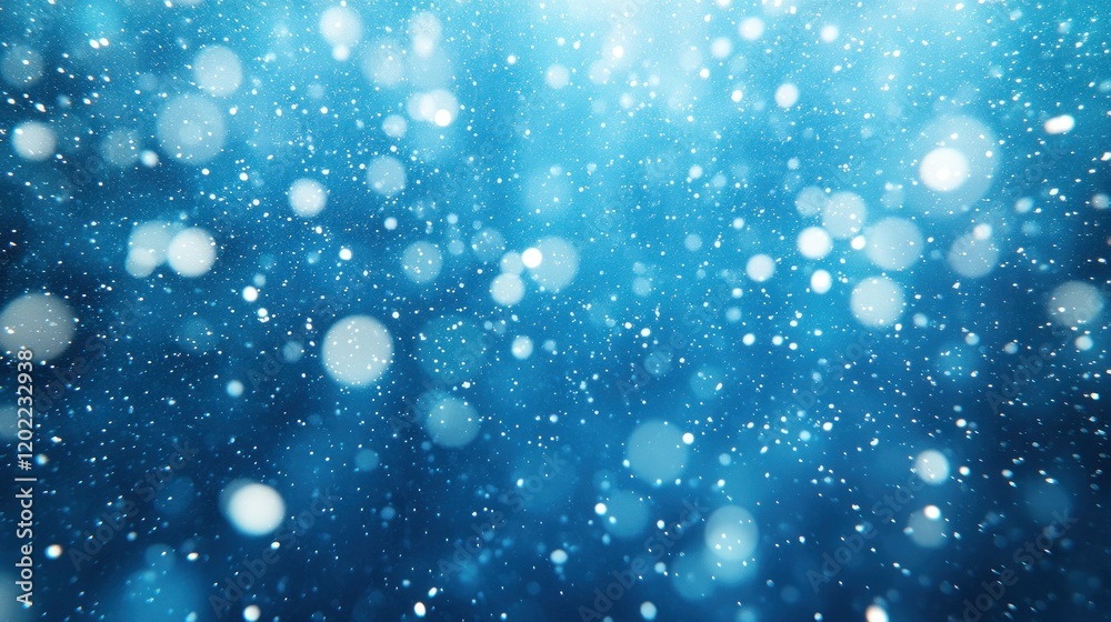 Obraz premium Blue bokeh snow falling winter background