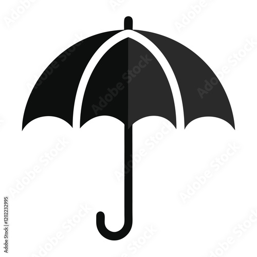Black Umbrella Icon Vector Illustration Graphic Design Element Simple Flat Style Closed Parasol Protection Symbol Image