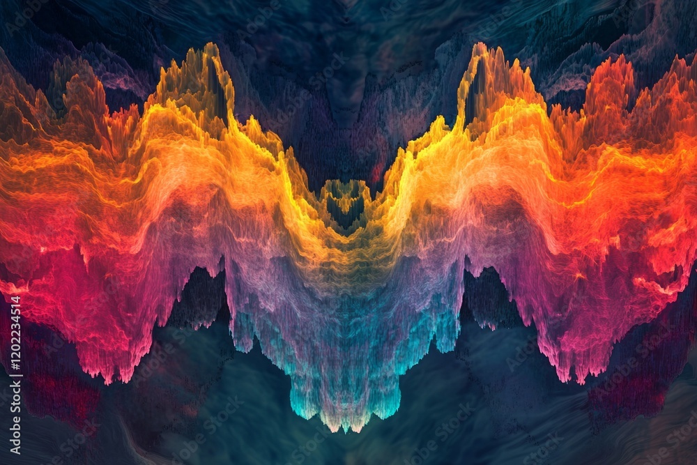 Fototapeta premium Abstract Colorful Landscape Of Vibrant Hues And Textured Mountains