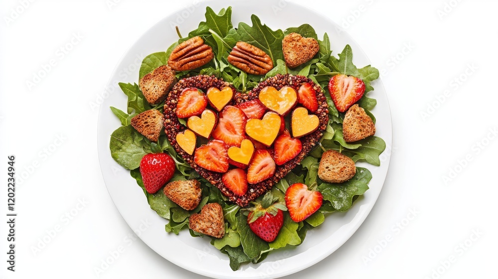 Colorful heart-shaped salad with fruits. Colorful heart-shaped salad with fruits.