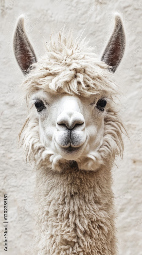 Obraz premium Portrait of a fluffy white alpaca