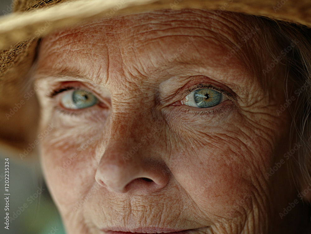 Elderly Woman's Face Close-Up