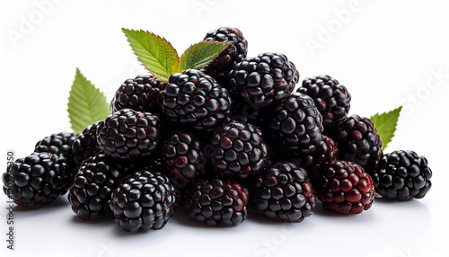 blackberries in a pile isolated on white background