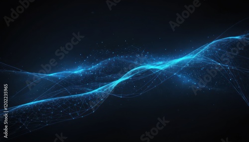 Electric blue abstract wave with energy and motion