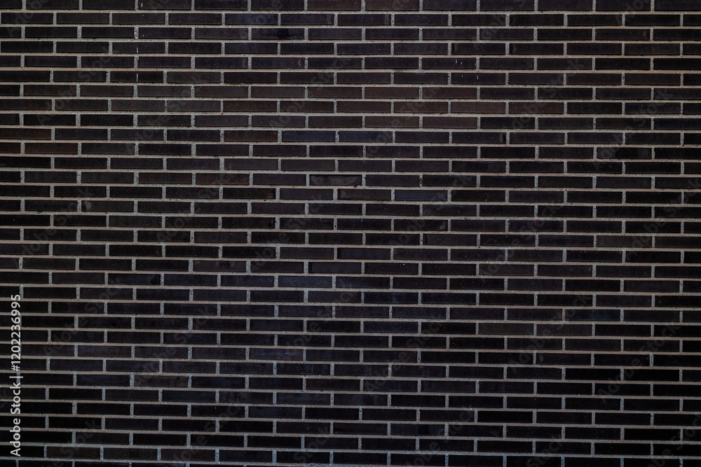Black brick wall. Concept: Building, architecture, pattern, black brick.