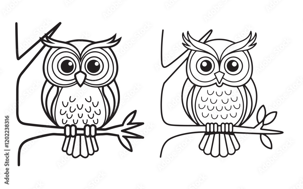 Fototapeta premium two owls on branch