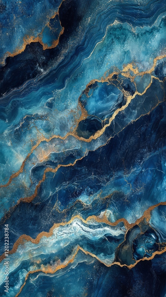 Abstract Blue and Gold Marble Texture Abstract Blue and Gold Marble Texture