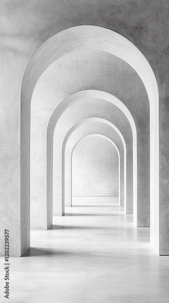 Obraz premium Modern architecture: Serene hallway with arches.