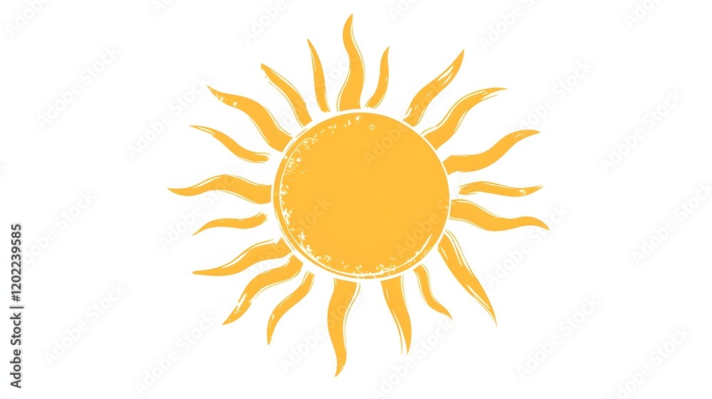 A stylized sun graphic with textured rays A stylized sun graphic with textured rays