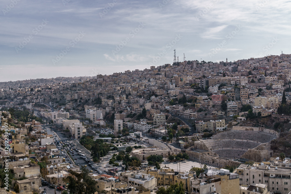 View of Amman from the Amman Citadel, Jordan View of Amman from the Amman Citadel, Jordan