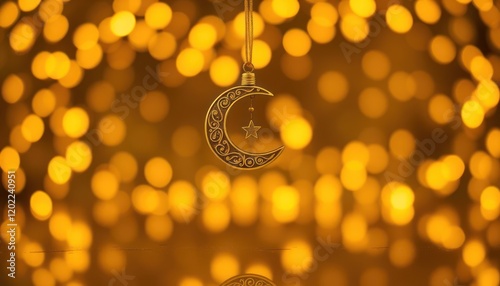 Golden Christmas tree with golden balls