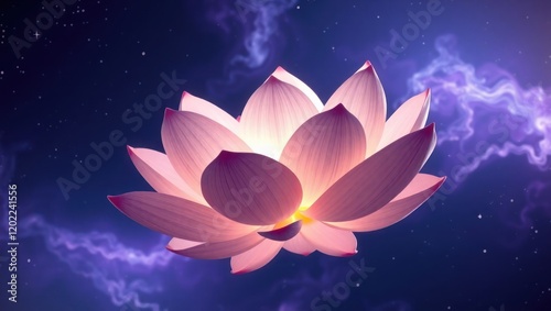 Pink lotus flower blooming on a black backgroundPink lotus flower blooming on a black background