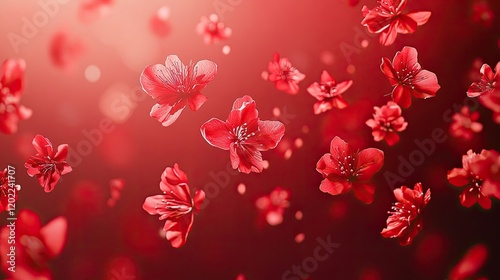 Wallpaper Mural Red flowers falling, bokeh background, spring, design Torontodigital.ca