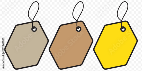 A vibrant red tag with a blank space, perfect for labeling gifts, clothing, or products with a customizable touch. Isolated on transparent background, png. eps 10.