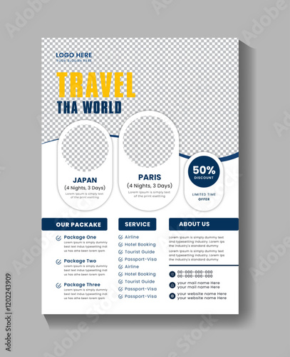 Travel and tour flyer or poster design template