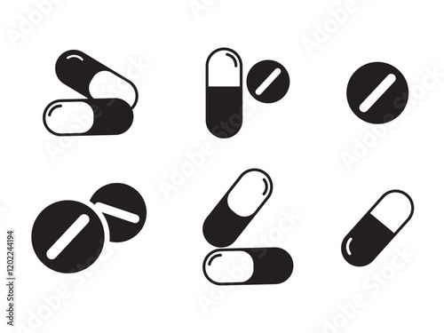 Pills icon vector. capsule icon, for web and mobile app. Drug sign and symbol. symbols of pills, medicines, vitamins and drugs round and capsules for design.