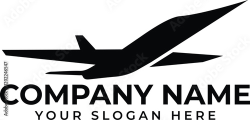 Plane taking off silhouette vector illustration, black airplane take off shape, jet airliner takeoff, plane departure modern design isolated on white background