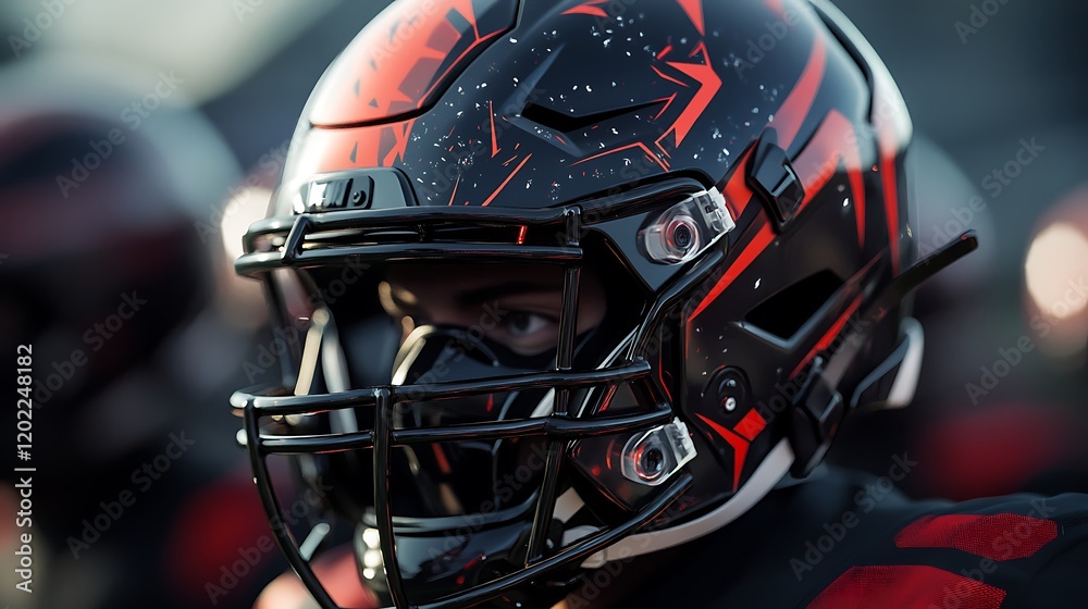 Fototapeta premium Vibrant professional sports helmet design dynamic football illustration for enthusiasts