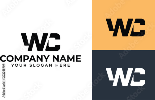 Initial letter WC logo design, simple vector illustration