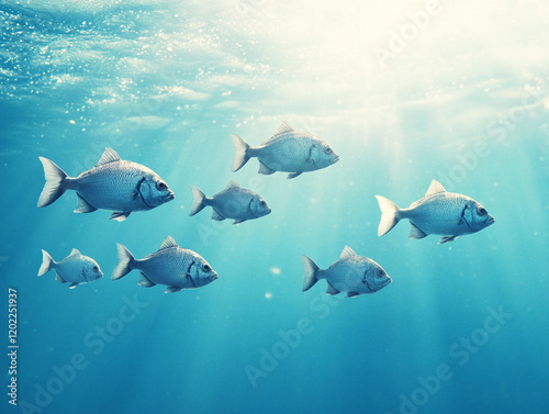 School of Fish in Clear Water