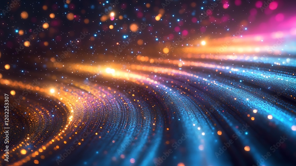 Fototapeta premium Glittering light trails weaving through the starry night sky creating a magical and ethereal display of light and color