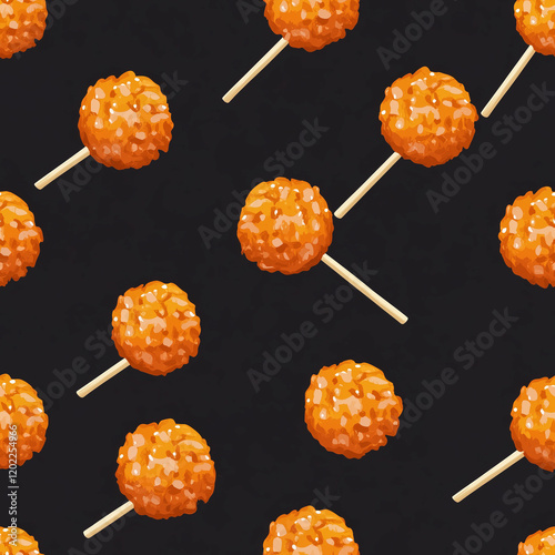 Cocktail Meatballs flat illustration, Cocktail Meatballs seamless pattern photo