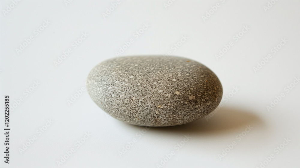 A round stone placed precisely in the center of a white surface. A round stone placed precisely in the center of a white surface.