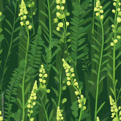 Hydrilla flat illustration, Hydrilla seamless pattern photo