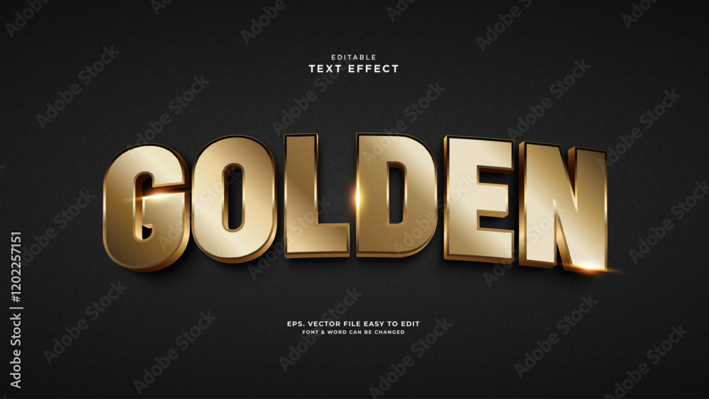 Golden editable text effect 3d realistic