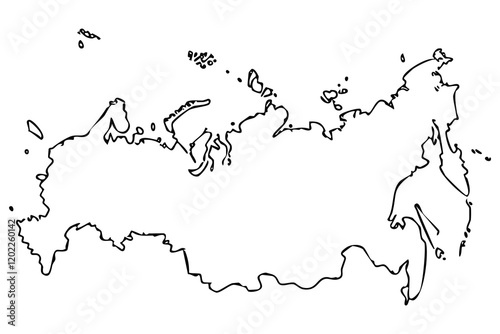 Hand-drawn Russia: Sketch-style illustration of the country of Russia