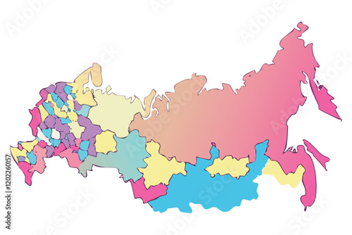 Colorful Russia Map A visually appealing map highlighting the federal districts of Russia