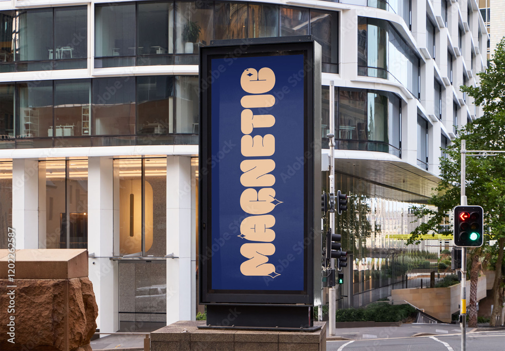 Mockup of vertical urban advertising panel in Sydney, Australia. Stock ...