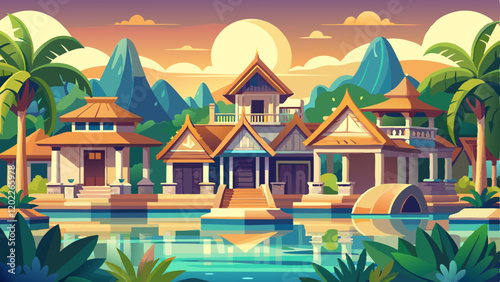 exterior homes designed by the civilization that built Angor Wat built along a cold water spring in Florida 