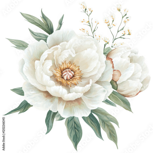 Elegant Peony Flower Clipart Vector Illustration