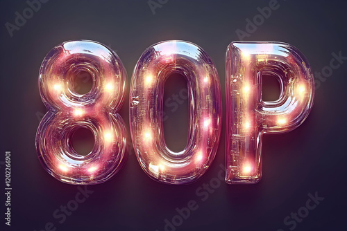 Glowing 80P Digital Number Illustration photo