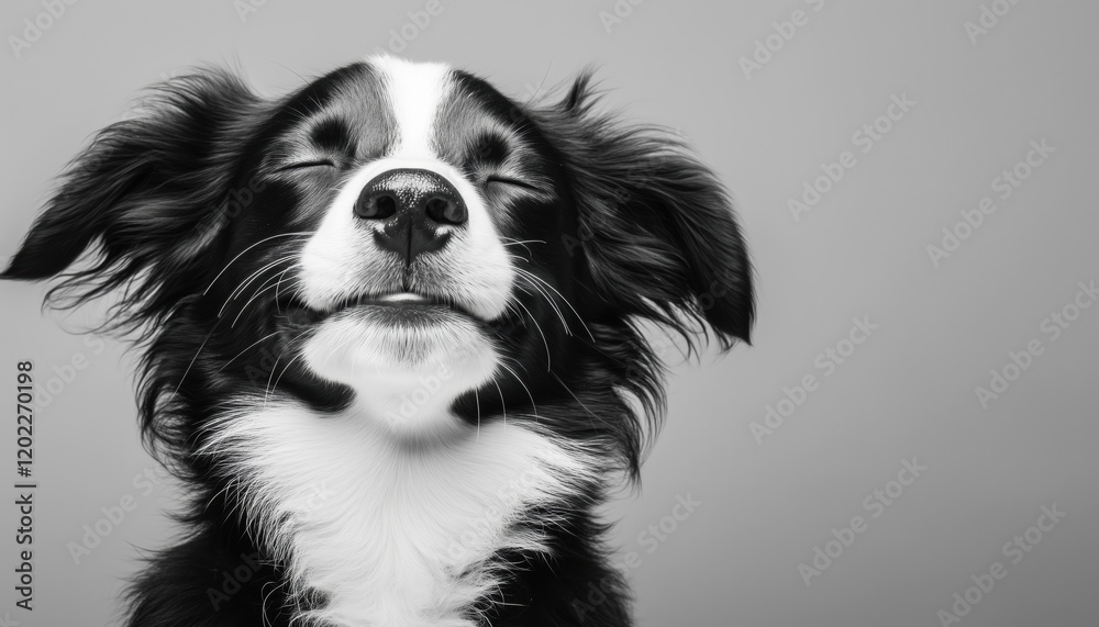 Adorable Studio Portrait Of Smiling Border Collie Puppy On White Background: A New Family Member Waiting For A Reward Adorable Studio Portrait Of Smiling Border Collie Puppy On White Background: A New Family Member Waiting For A Reward