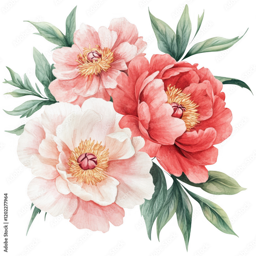 Obraz premium Elegant Peony Flower Clipart Vector Illustration