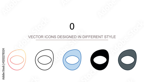 0 icon design with white background stock illustration