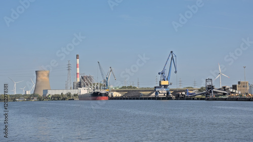 Port of Ghent, Belgium, along canal Ghent Terneuzen