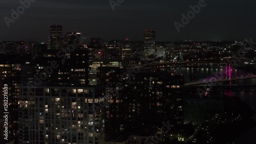 Wallpaper Mural South Portland Oregon on the Waterfront looking towards Downtown with Drone at Sunset	 Torontodigital.ca