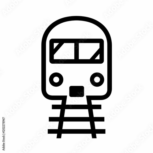 Classic line train icon in black and white for rail transport interface design