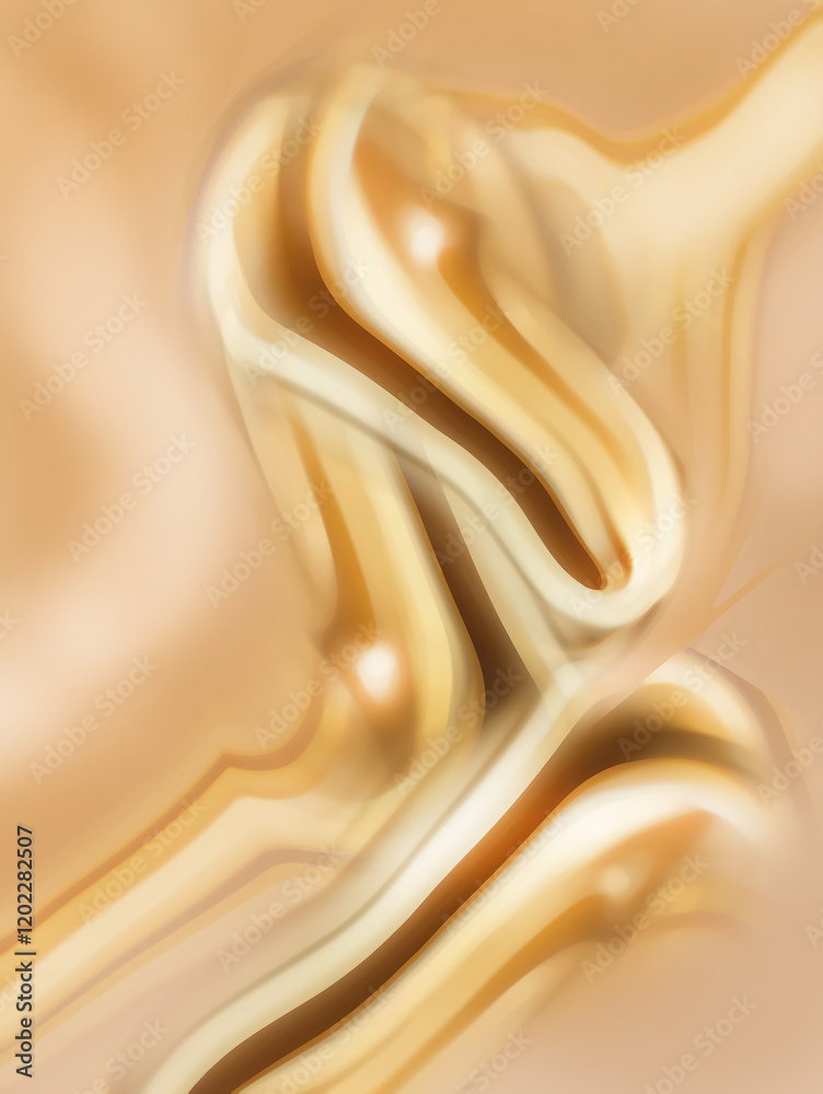 Fototapeta premium Golden color smooth wavy shape design