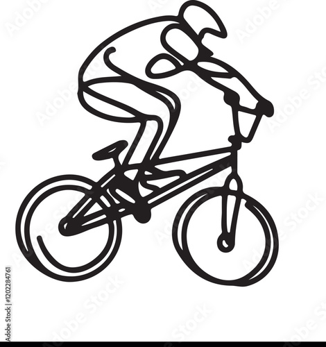 BMX Rider in Aerial Stunt | Detailed Line Drawing & Vector Art