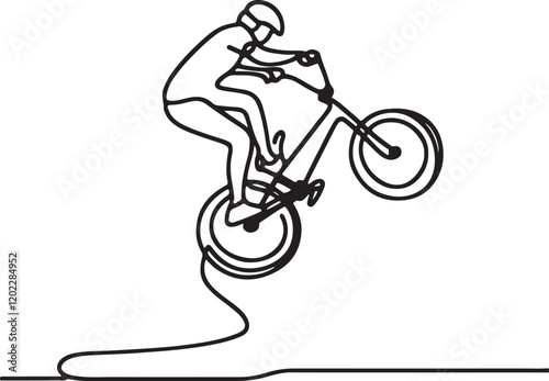 BMX Rider in Aerial Stunt | Detailed Line Drawing & Vector Art